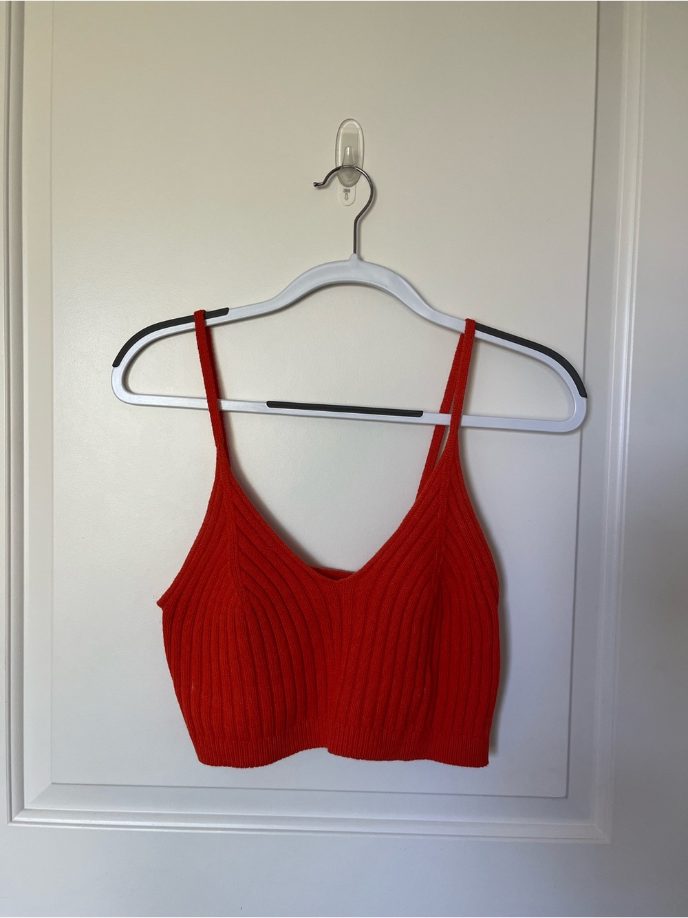 Free People Orange Ribbed Knit Crop Top
